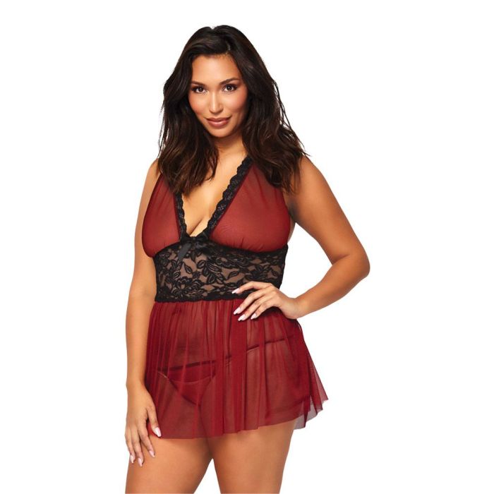 Leg Avenue – fræk halterneck babydoll og g-streng – 2 dele – Plus Size-lingeri-sexshop-1